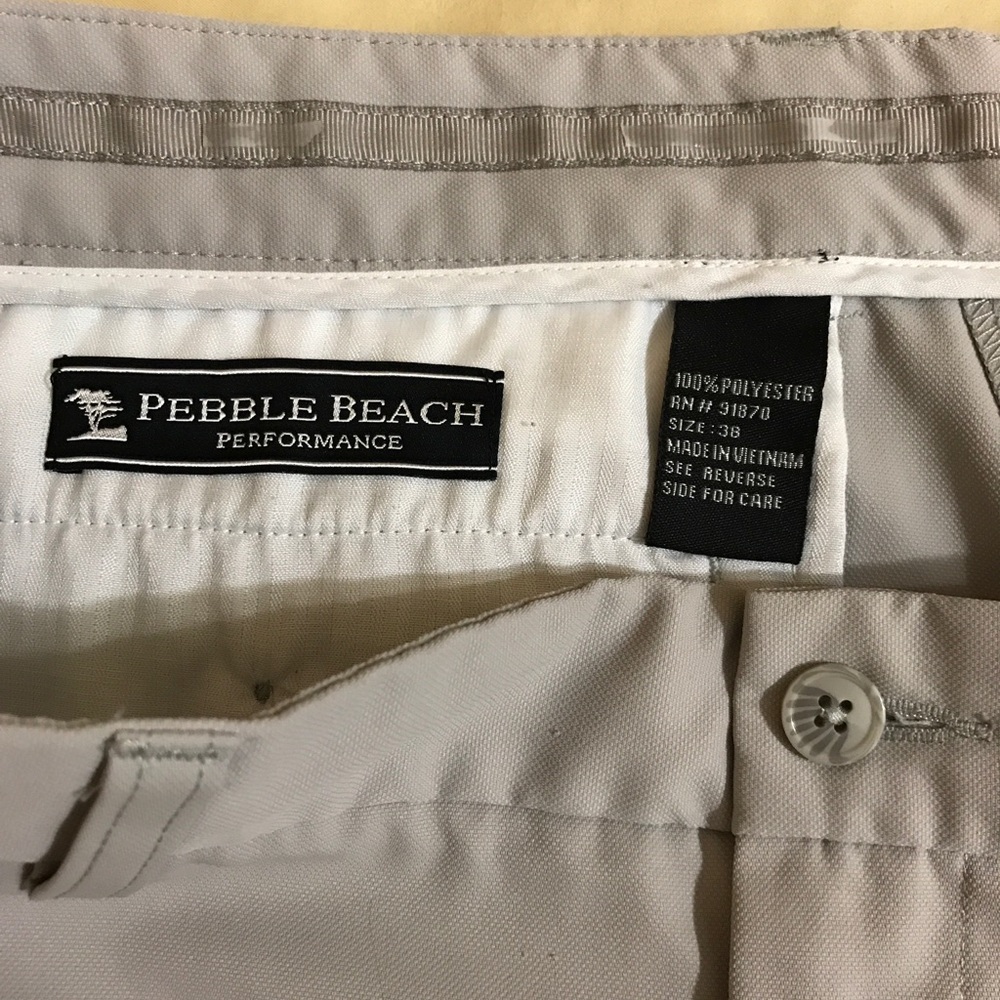 Pebble Beach Performance Mens 38 Light Gray Shorts Golf Short Flat Front Clay - Picture 9 of 9
